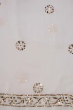 Srajann Hand Embroided White Pure Georgette Lucknowi Chikankari Unstitched Kurta Dupatta Set (SLC1221) - Image 9