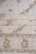 Srajann Hand Embroided White Pure Georgette Lucknowi Chikankari Unstitched Kurta Dupatta Set (SLC1221) - Image 10