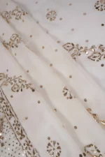 Srajann Hand Embroided White Pure Georgette Lucknowi Chikankari Unstitched Kurta Dupatta Set (SLC1221) - Image 11