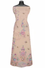 Srajann Hand Embroided Peach Pure Georgette Lucknowi Chikankari Unstitched Kurta Dupatta Set (SLC1247) - Image 2