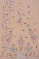 Srajann Hand Embroided Peach Pure Georgette Lucknowi Chikankari Unstitched Kurta Dupatta Set (SLC1247) - Image 5