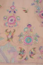 Srajann Hand Embroided Peach Pure Georgette Lucknowi Chikankari Unstitched Kurta Dupatta Set (SLC1247) - Image 7