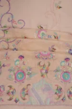 Srajann Hand Embroided Peach Pure Georgette Lucknowi Chikankari Unstitched Kurta Dupatta Set (SLC1247) - Image 9