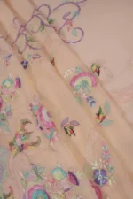 Srajann Hand Embroided Peach Pure Georgette Lucknowi Chikankari Unstitched Kurta Dupatta Set (SLC1247) - Image 10