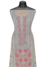 Srajann Hand Embroided Fawn Tissue Lucknowi Chikankari Unstitched Kurta Dupatta Set (SLC1252) - Image 2