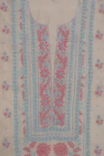 Srajann Hand Embroided Fawn Tissue Lucknowi Chikankari Unstitched Kurta Dupatta Set (SLC1252) - Image 6