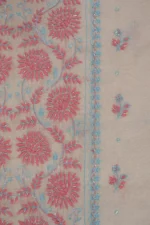 Srajann Hand Embroided Fawn Tissue Lucknowi Chikankari Unstitched Kurta Dupatta Set (SLC1252) - Image 8