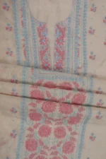 Srajann Hand Embroided Fawn Tissue Lucknowi Chikankari Unstitched Kurta Dupatta Set (SLC1252) - Image 10