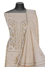 Srajann Hand Embellishment Tissue Silk Lucknowi Chikankari Unstitched Suit Dupatta Set(SLC1251) - Image 4