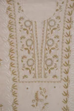 Srajann Hand Embellishment Tissue Silk Lucknowi Chikankari Unstitched Suit Dupatta Set(SLC1251) - Image 6