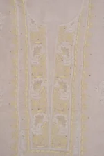 Srajann Hand Embroided Fawn Tissue Lucknowi Chikankari Unstitched Kurta Dupatta Set (SLC1253) - Image 6