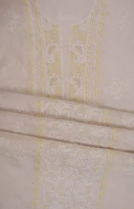 Srajann Hand Embroided Fawn Tissue Lucknowi Chikankari Unstitched Kurta Dupatta Set (SLC1253) - Image 10