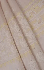 Srajann Hand Embroided Fawn Tissue Lucknowi Chikankari Unstitched Kurta Dupatta Set (SLC1253) - Image 11