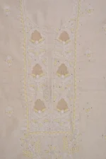 Srajann Hand Embroided Fawn Tissue Lucknowi Chikankari Unstitched Kurta Dupatta Set (SLC1257) - Image 5