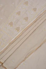 Srajann Hand Embroided Fawn Tissue Lucknowi Chikankari Unstitched Kurta Dupatta Set (SLC1257) - Image 7