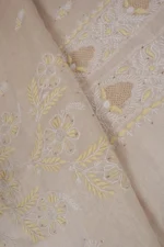 Srajann Hand Embroided Fawn Tissue Lucknowi Chikankari Unstitched Kurta Dupatta Set (SLC1257) - Image 9