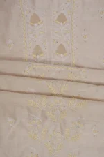 Srajann Hand Embroided Fawn Tissue Lucknowi Chikankari Unstitched Kurta Dupatta Set (SLC1257) - Image 10