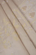 Srajann Hand Embroided Fawn Tissue Lucknowi Chikankari Unstitched Kurta Dupatta Set (SLC1257) - Image 11