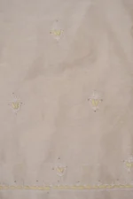 Srajann Hand Embroided Fawn Tissue Lucknowi Chikankari Unstitched Kurta Dupatta Set (SLC1257) - Image 12