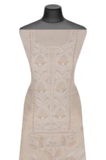 Srajann Hand Embroided Fawn Tissue Lucknowi Chikankari Unstitched Kurta Dupatta Set (SLC1260) - Image 3