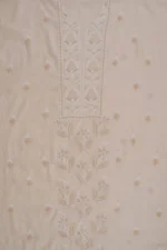 Srajann Hand Embroided Fawn Tissue Lucknowi Chikankari Unstitched Kurta Dupatta Set (SLC1260) - Image 7