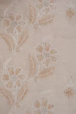 Srajann Hand Embroided Fawn Tissue Lucknowi Chikankari Unstitched Kurta Dupatta Set (SLC1260) - Image 9