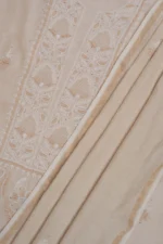 Srajann Hand Embroided Fawn Tissue Lucknowi Chikankari Unstitched Kurta Dupatta Set (SLC1260) - Image 10