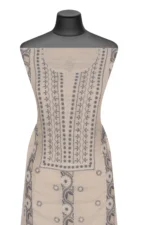 Srajann Hand Embroided Fawn Tissue Lucknowi Chikankari Unstitched Kurta Dupatta Set (SLC1262) - Image 3