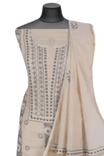 Srajann Hand Embroided Fawn Tissue Lucknowi Chikankari Unstitched Kurta Dupatta Set (SLC1262) - Image 4
