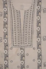 Srajann Hand Embroided Fawn Tissue Lucknowi Chikankari Unstitched Kurta Dupatta Set (SLC1262) - Image 6