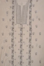 Srajann Hand Embroided Fawn Tissue Lucknowi Chikankari Unstitched Kurta Dupatta Set (SLC1262) - Image 7