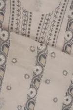 Srajann Hand Embroided Fawn Tissue Lucknowi Chikankari Unstitched Kurta Dupatta Set (SLC1262) - Image 11