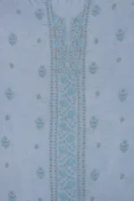 Srajann Hand Embroided Grey Modal Lucknowi Chikankari Unstitched Kurta Dupatta Set (SLC1264) - Image 7