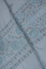 Srajann Hand Embroided Grey Modal Lucknowi Chikankari Unstitched Kurta Dupatta Set (SLC1264) - Image 11