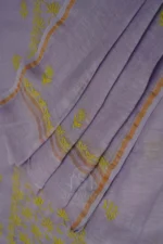 Srajann Hand Embroided Blue Linen Lucknowi Chikankari Unstitched Kurta Dupatta Set (SLC1517) - Image 8