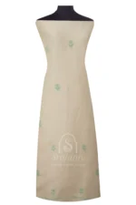 Srajann Hand Embroided Off White Linen Lucknowi Chikankari Unstitched Kurta Dupatta Set (SLC1525) - Image 4