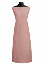 Srajann Hand Embroided Pink Linen Lucknowi Chikankari Unstitched Kurta Dupatta Set (SLC1820) - Image 4