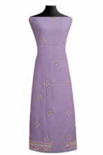 Srajann Hand Embroided Blue Mul Chanderi Lucknowi Chikankari Unstitched Kurta Dupatta Set (SLC1843) - Image 4