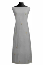 Srajann Hand Embroided Grey Mul Chanderi Lucknowi Chikankari Unstitched Kurta Dupatta Set (SLC1846) - Image 4