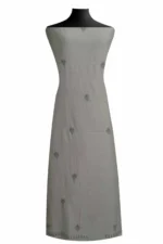 Srajann Hand Embroided Grey Mul Chanderi Lucknowi Chikankari Unstitched Kurta Dupatta Set (SLC1847) - Image 4