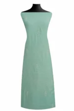 Srajann Hand Embroided Sea Green Mul Chanderi Lucknowi Chikankari Unstitched Kurta Dupatta Set (SLC1851) - Image 4