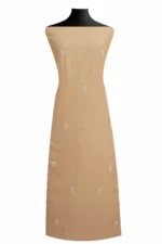 Srajann Hand Embroided Fawn Mul Chanderi Lucknowi Chikankari Unstitched Kurta Dupatta Set (SLC1852) - Image 4