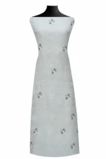 Srajann Hand Embroided Grey Kota Cotton Lucknowi Chikankari Unstitched Kurta Dupatta Set (SLC1858) - Image 4