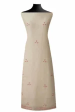 Srajann Hand Embroided white Linen Lucknowi Chikankari Unstitched Kurta Dupatta Set (SLC1808) - Image 4