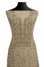 Srajann Hand Embroided white Mul Chanderi Lucknowi Chikankari Unstitched Kurta Dupatta Set (SLC1828) - Image 3