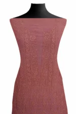 Srajann Hand Embroided Purple Mul Chanderi Lucknowi Chikankari Unstitched Kurta Dupatta Set (SLC1837) - Image 3