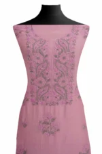 Srajann Hand Embroided Purple Mul Chanderi Lucknowi Chikankari Unstitched Kurta Dupatta Set (SLC1841) - Image 3