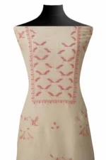 Srajann Hand Embroided white Linen Lucknowi Chikankari Unstitched Kurta Dupatta Set (SLC1808) - Image 3