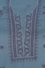 Srajann Hand Embroided Purple Kota Lucknowi Chikankari Unstitched Kurta Dupatta Set