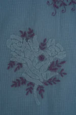 Srajann Hand Embroided Purple Kota Lucknowi Chikankari Unstitched Kurta Dupatta Set (SLC1414) - Image 11